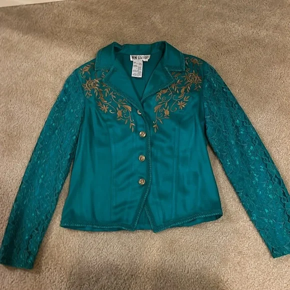 Vintage Together turquoise two-piece pantsuit size 4 - Picture 5 of 16